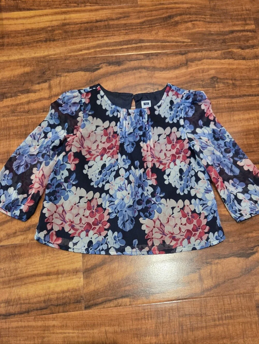Janie and Jack EUC 18-24 Months Hydrangea Print Blouse and Navy Ponte Pants